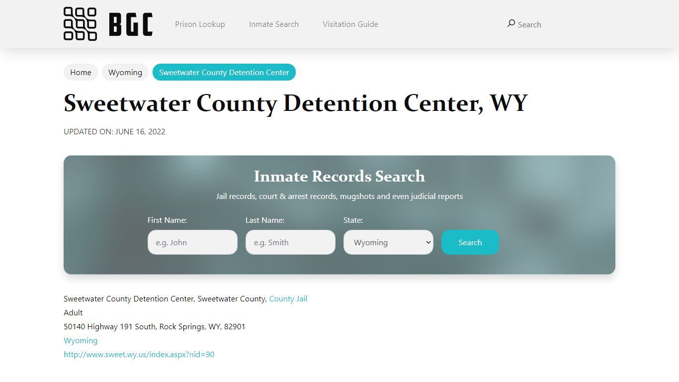 Sweetwater County Detention Center, WY Inmate Search, Mugshots ...